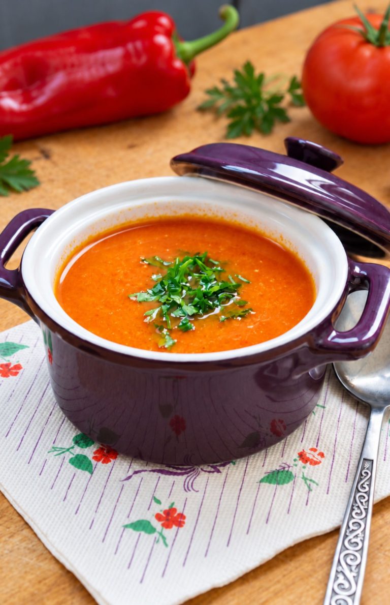 roasted tomato pepper soup supa ardei copt rosii